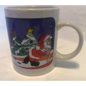 World Bazaar Inc Christmas Mug/Cup Santa Pulling Sleigh, Reindeer Presents w/Elf